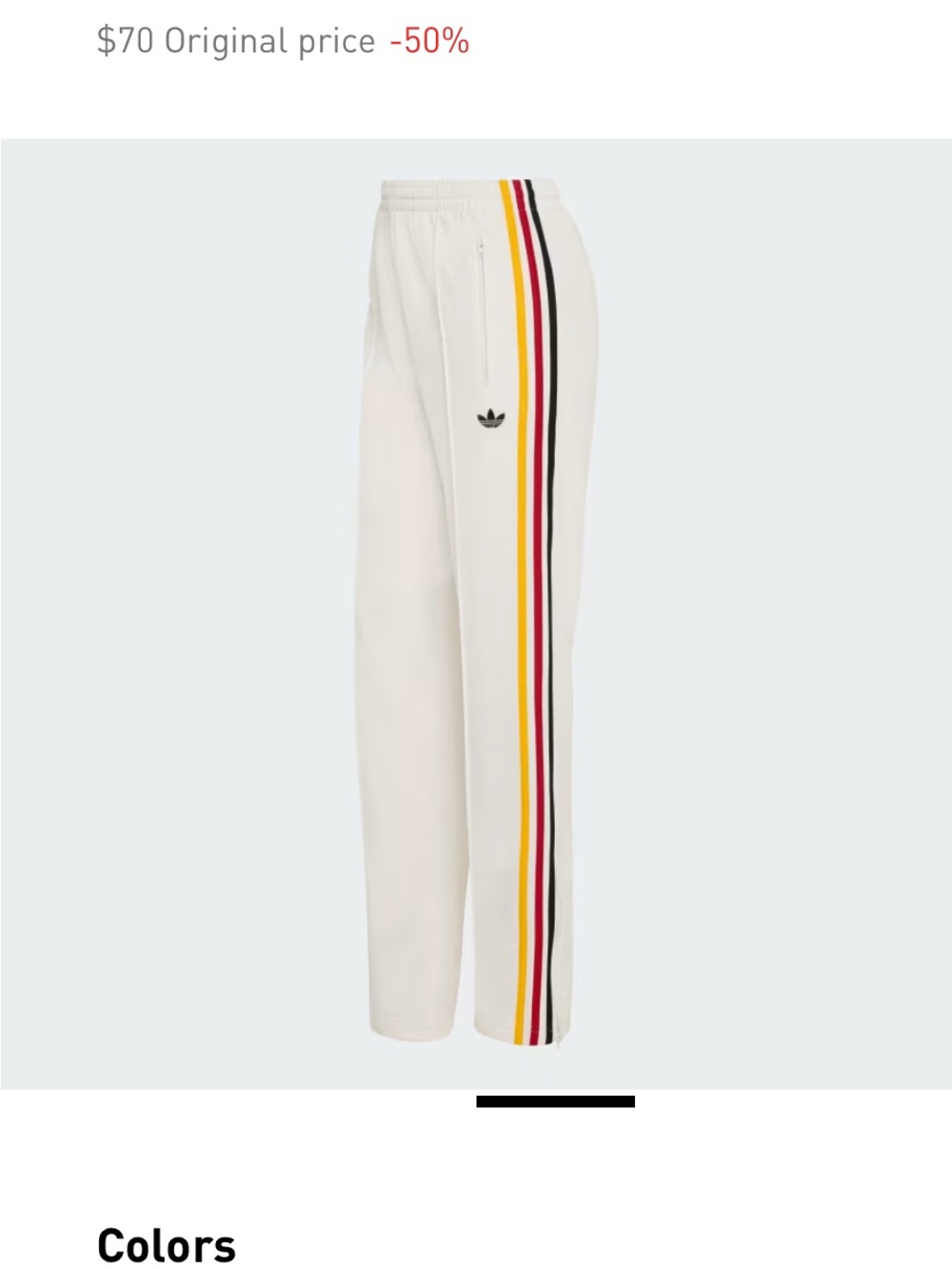 adidas Cream Sweatpants with Red, Yellow & Black Side Stripes